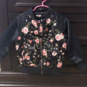 Girls Quilted Floral Bomber Jacket
